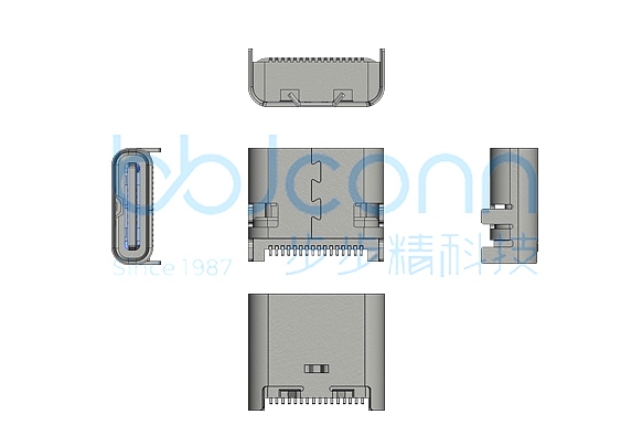 TYPE-C 16P female integrated board 4-pin plug L=7.60 CH=1.62 terminal SMT with middle clip