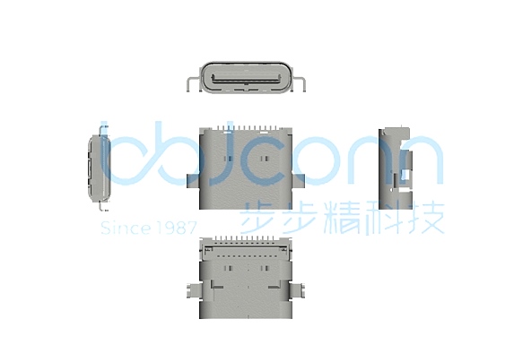 TYPE-C 24P female 4-pin sinking plate 1.0 L=7.90 CH=0.58 double row SMT